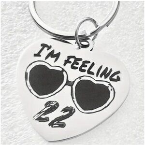 Heart Shaped Stainless Steel Keychain "I'm Feeling 22"